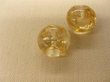 Kugleknap, transparent m. guld konfetti, 12mm