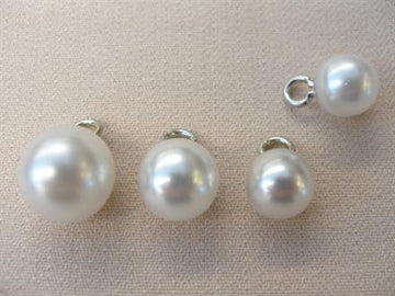 Kugleknap perle, hvid,  9mm