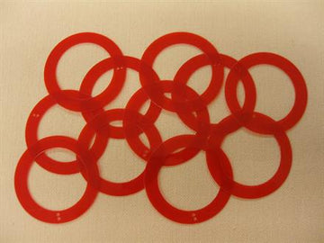 Cirkelpailletter, rød transparent, 10 stk.