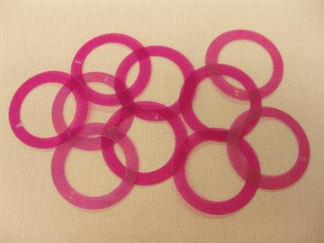 Cirkelpailletter, pink transparent, 10 stk.