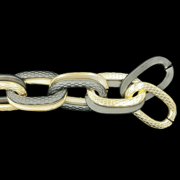 Dobbeltleddet kæde, guld/sort 43mm