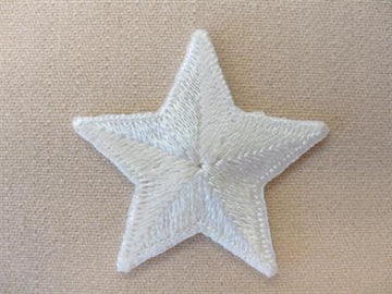 Strygemærke, stjerne hvid 3cm