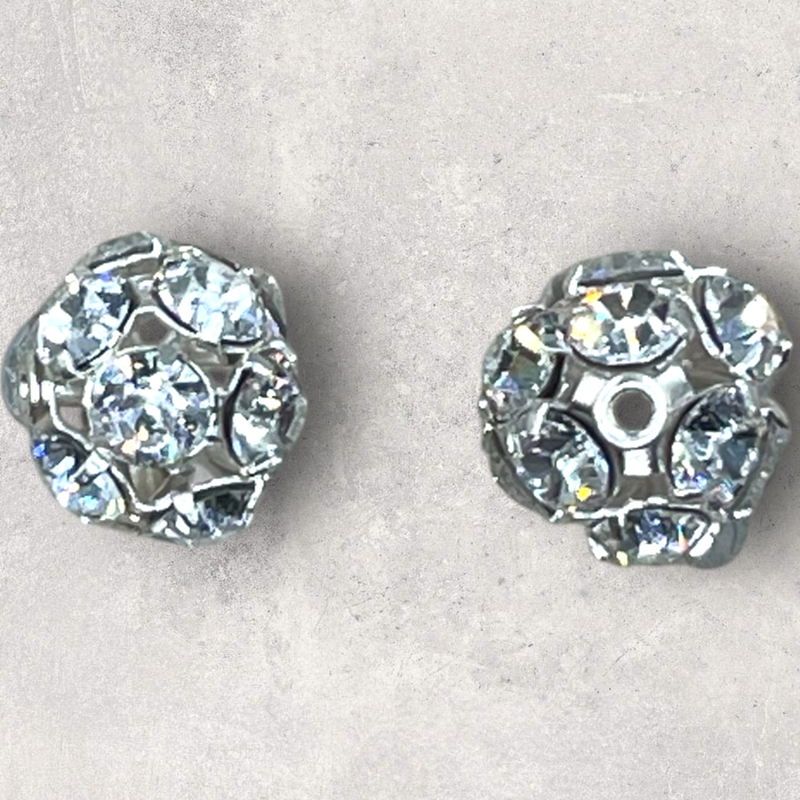 Swarovski sølvindfattet perle, Crystal, ø12 mm m. gennemgående hul (nr. 276B)