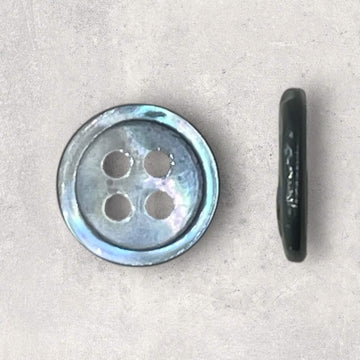Perlemorsknap klassisk 4-huls stålgrå ø11mm