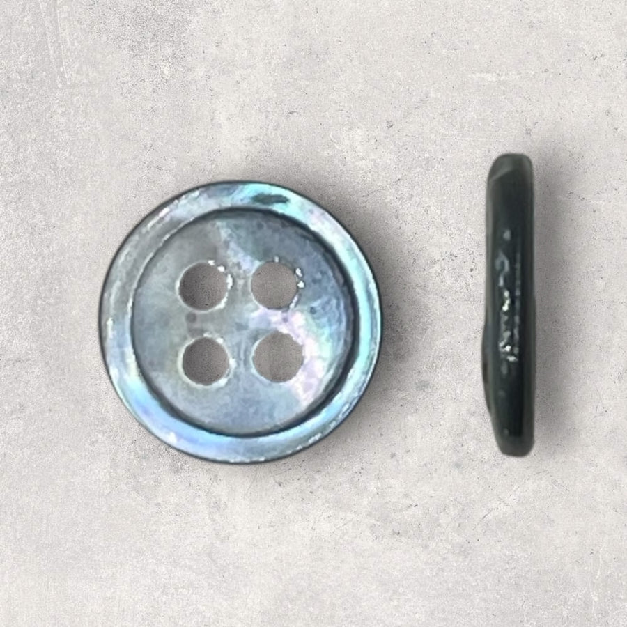 Perlemorsknap klassisk 4-huls stålgrå ø11mm