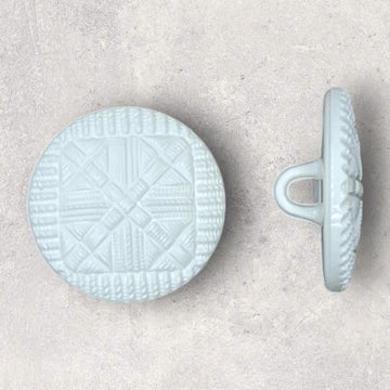 Knap, hvid plast med relief og øje, ø18mm