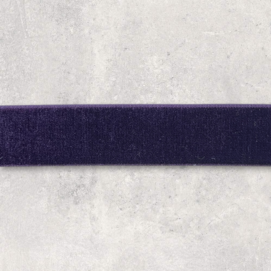 Velourelastik aubergine 16mm, 1m