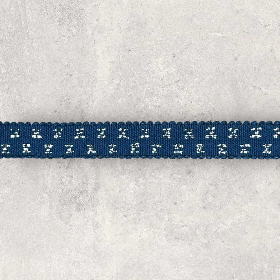 Stropelastik, mørkeblå med sølvnistre 10mm, 1m