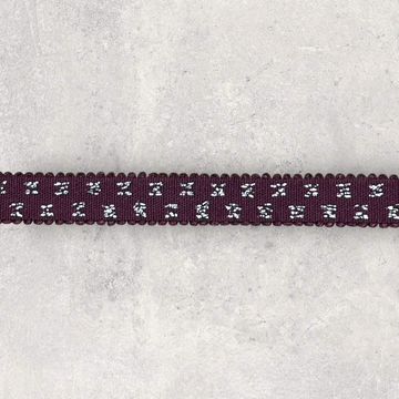 Stropelastik, mørk aubergine med sølvnistre 10mm, 1m