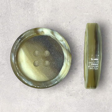 Standardknap, klassisk 4-huls, fremhævet kant, hornlook, 34mm