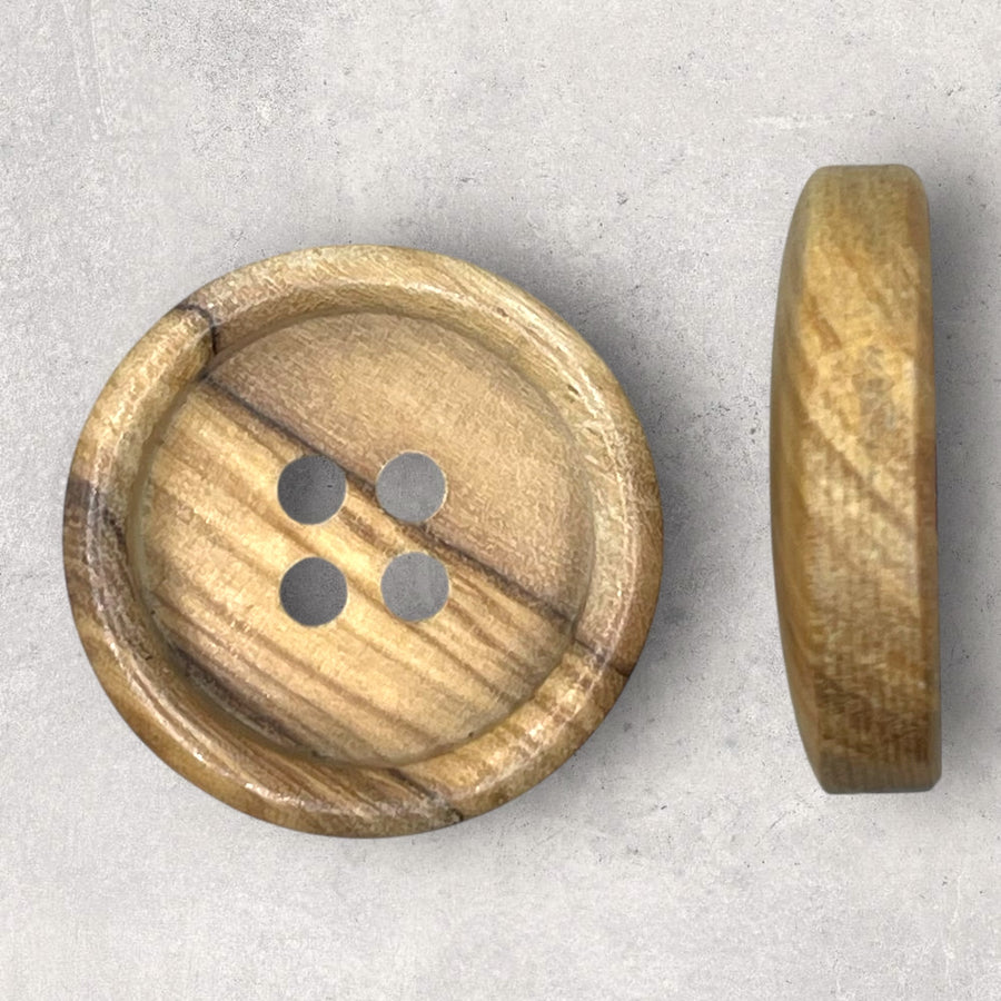 Knap med reces i træ med synlige årer ø27,5mm 4 huller