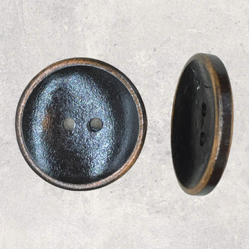 Træknap konkav, mørkebrun med lys cirkel, 2-huls ø27mm