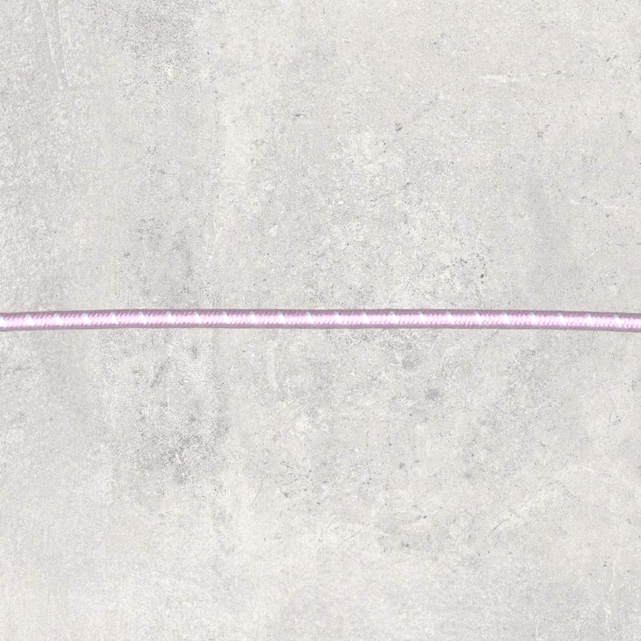 Rund elastik 2 mm, lyserød med hvide striber, 1m