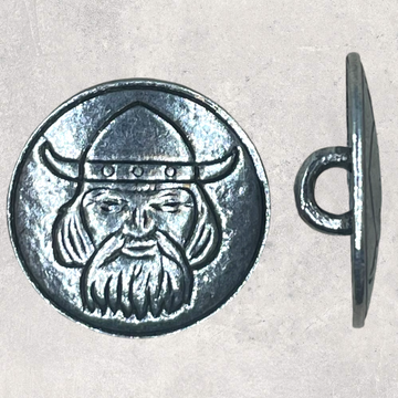 Sølvknap, Vikingehoved, 25mm