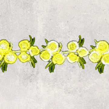 Blomsterbånd, i ranke gul/lime/hvid, 1m
