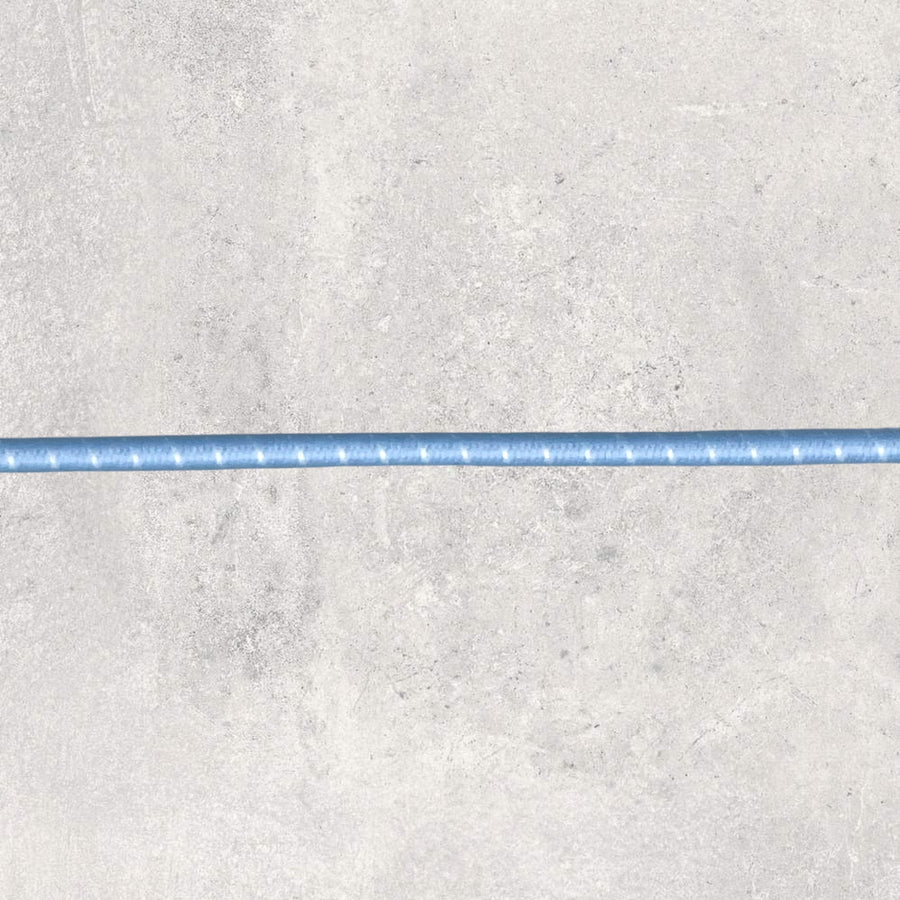 Rund elastik 2 mm, lyseblå med hvide striber, 1m