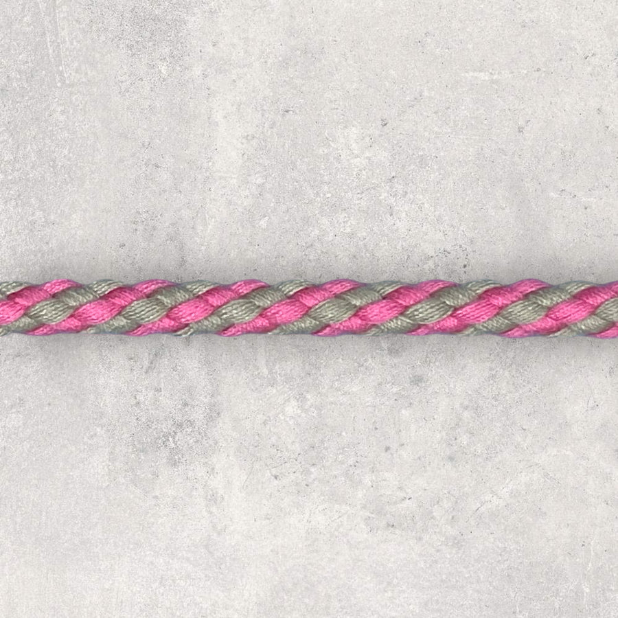Anoraksnor 5mm, pink/grå, 1m