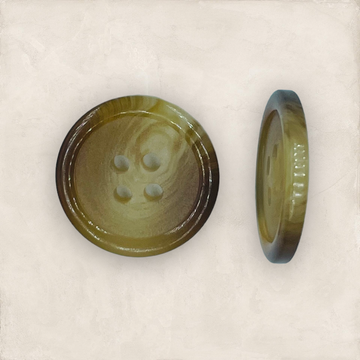 Standardknap, klassisk 4-huls, fremhævet kant, hornlook, 25mm