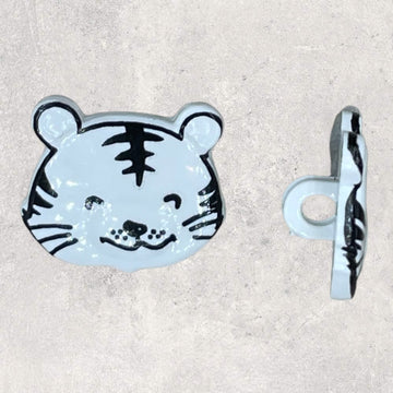 Tigerhoved knap, Hvid/sort