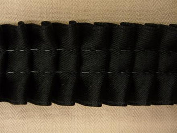 Plisseret satinbånd, sort 25mm, 1m