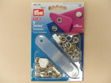 Trykknapper, sølv blank 10mm 'jersey', 9 stk.