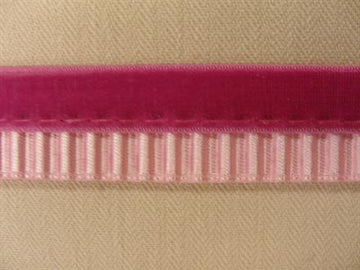 Stropelastik m. flæse, pink/lyserød, 15mm, 1m