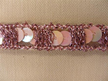 Pailletbånd, lyserød/metallic lyserød, 1m - TILBUD