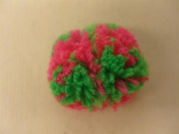 Pompon, pink/lysegrøn, lille