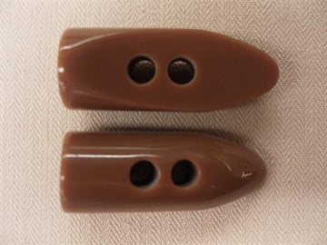 Duffelcoatknap, plastik cognac, lille