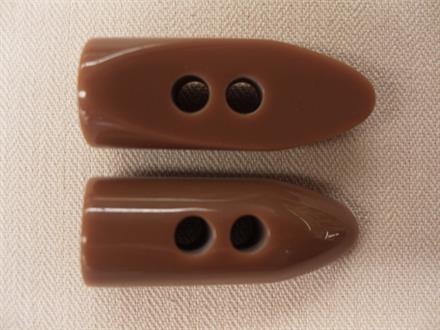 Duffelcoatknap, plastik cognac, lille