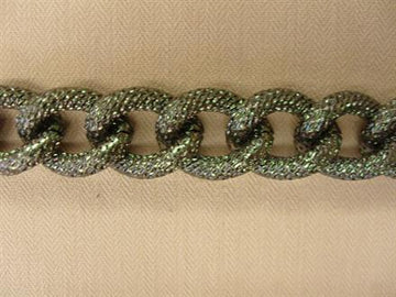 Kæde, oxyderet sølv m. struktur og effekt 14mm, 1m