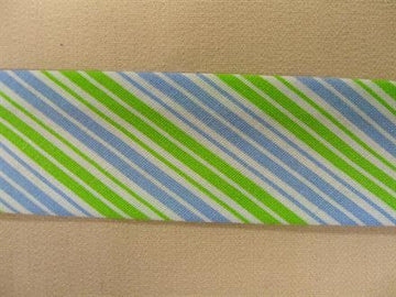 Skråbånd mønstret, lyseblå/lysegrøn stribet, 1m