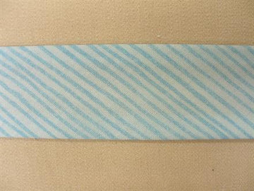 Skråbånd mønstret, lyseblå/hvid stribet, 1m