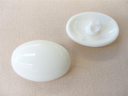 Plastikknap, hvid oval