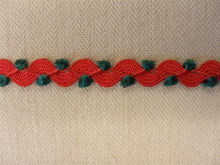 Zigzagbånd, rød/mørkegrøn 6mm