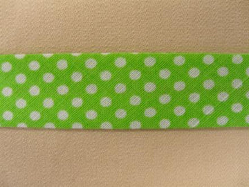 Skråbånd mønstret, lys grøn m. hvide prikker, 1m