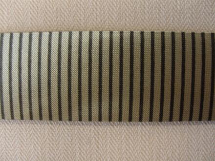 Skråbånd mønstret, beige m. sorte striber, 1m