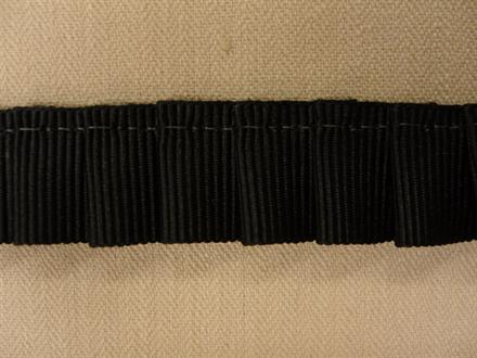 Plisseret grosgrainbånd, sort 15mm, 1m
