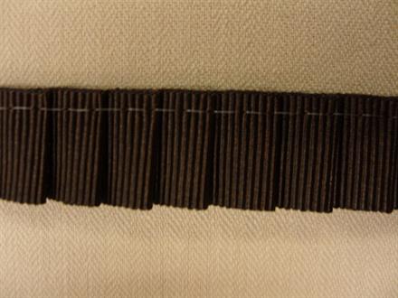 Plisseret grosgrainbånd, mørkebrun 15mm, 1m