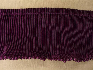 Plisseret satinbånd, violet m. perler 50mm, 1m