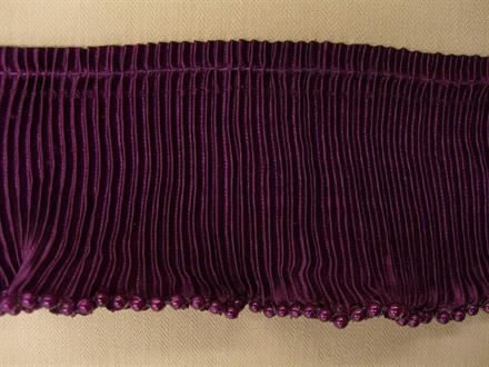 Plisseret satinbånd, violet m. perler 50mm, 1m