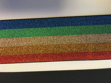 Bælteelastik, regnbue metallic 5,5cm, 1m