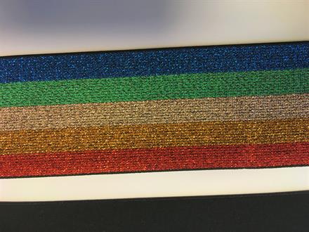Bælteelastik, regnbue metallic ca 2,5 cm, 1m