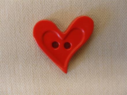 Hjerte, rød skæv med kant 21mm