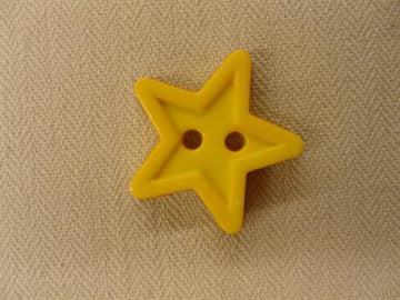 Stjerneknap, gul med kant 18mm