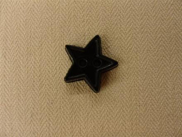 Stjerneknap, sort med kant 13mm