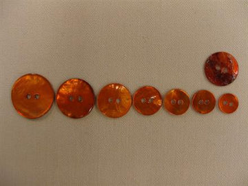 Perlemorsknap klassisk 2-huls orange, 23mm
