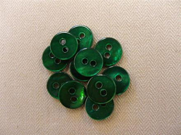 Perlemorsknap klassisk 2-huls emerald, 10mm