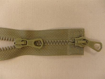 Lynlås plast 2-vejs khaki 55cm 4mm