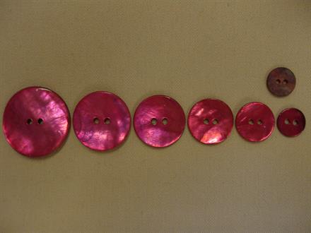Perlemorsknap klassisk 2-huls, pink, 34mm